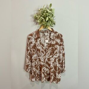 Cato Brown and White Paisley Shirt